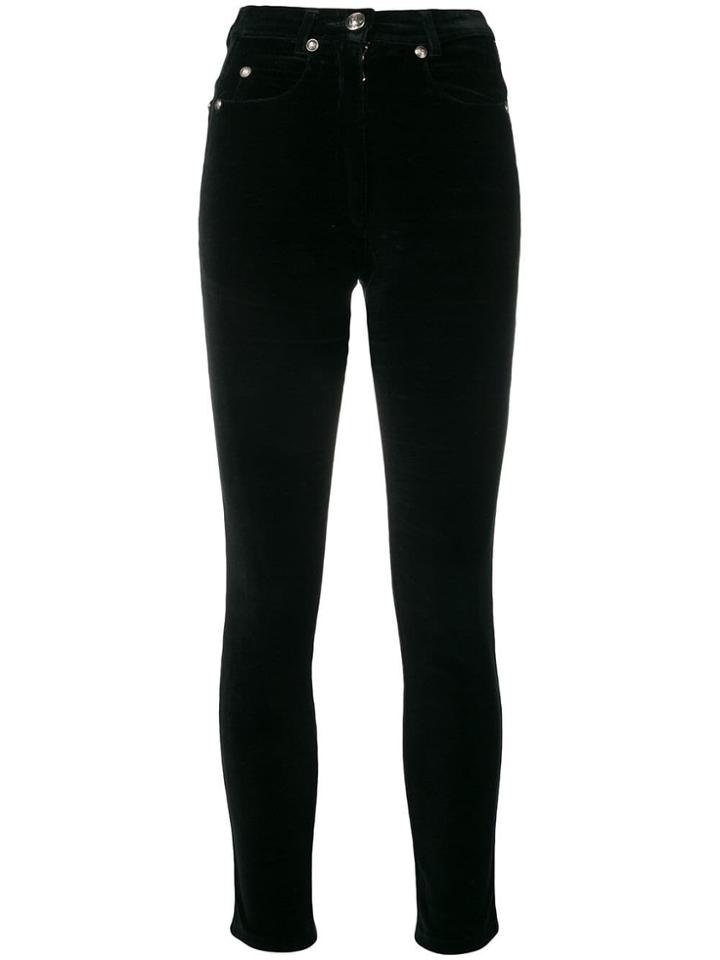 Versace Vintage 1990's Skinny Velvety Trousers - Black