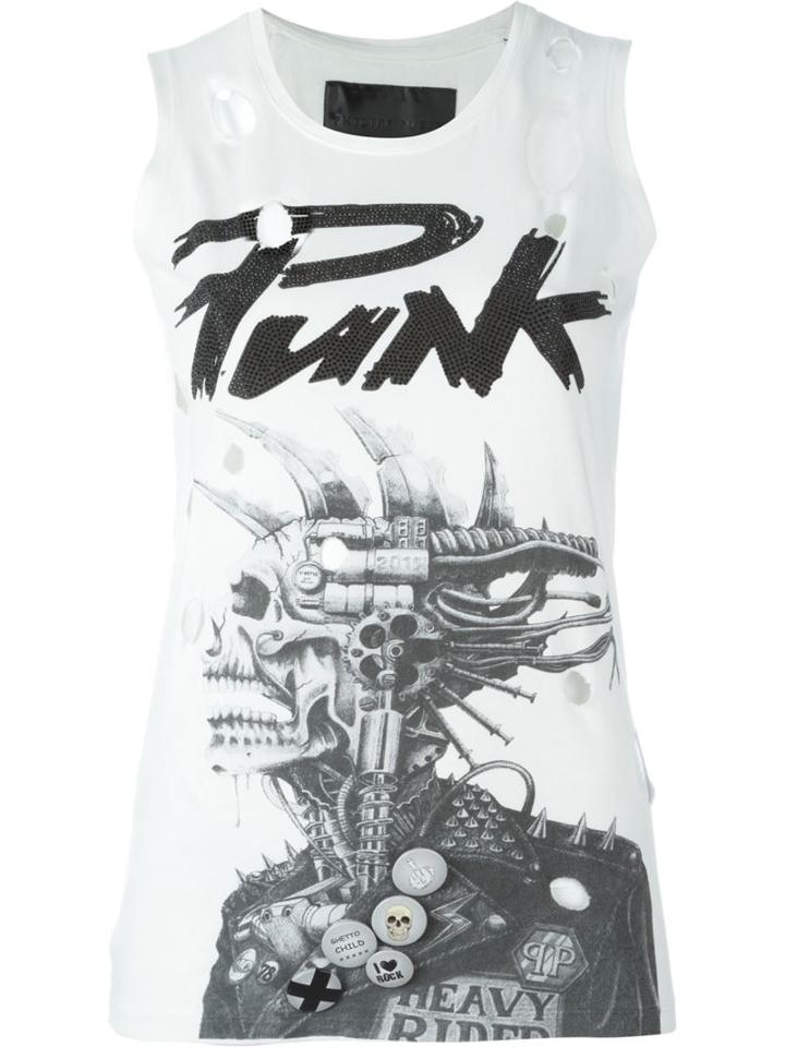 Philipp Plein Punk Tank Top, Women's, Size: S, White, Cotton