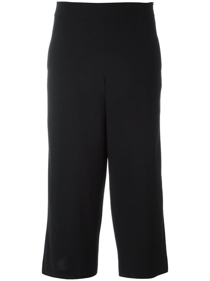 Demoo Parkchoonmoo Cropped Wide Leg Trousers, Women's, Size: 42, Black, Polyester/polyurethane/wool/rayon