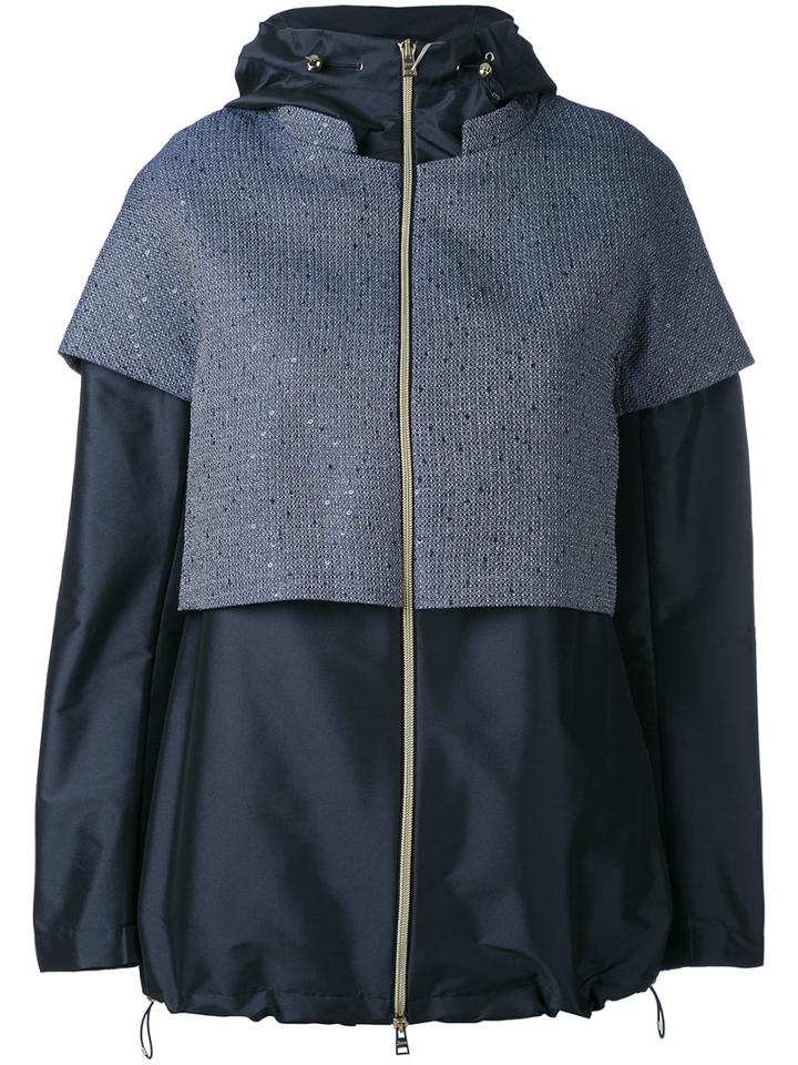 Herno - Layered Hooded Jacket - Women - Polyester - 42, Blue, Polyester