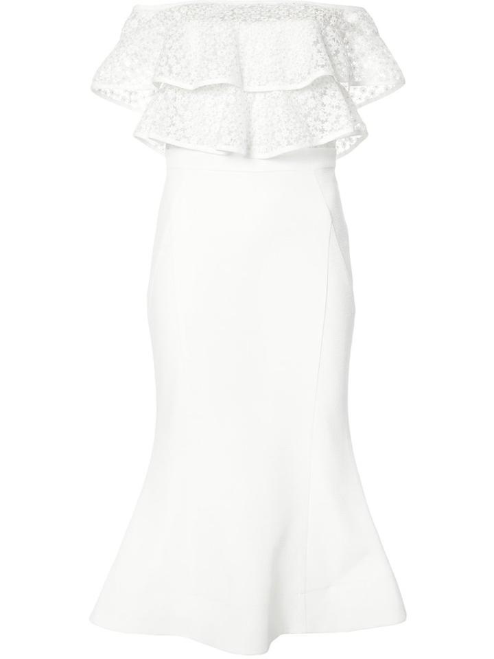 Rebecca Vallance Farina Flare Midi Dress, Women's, Size: 14, White, Nylon/polyester/spandex/elastane/rayon