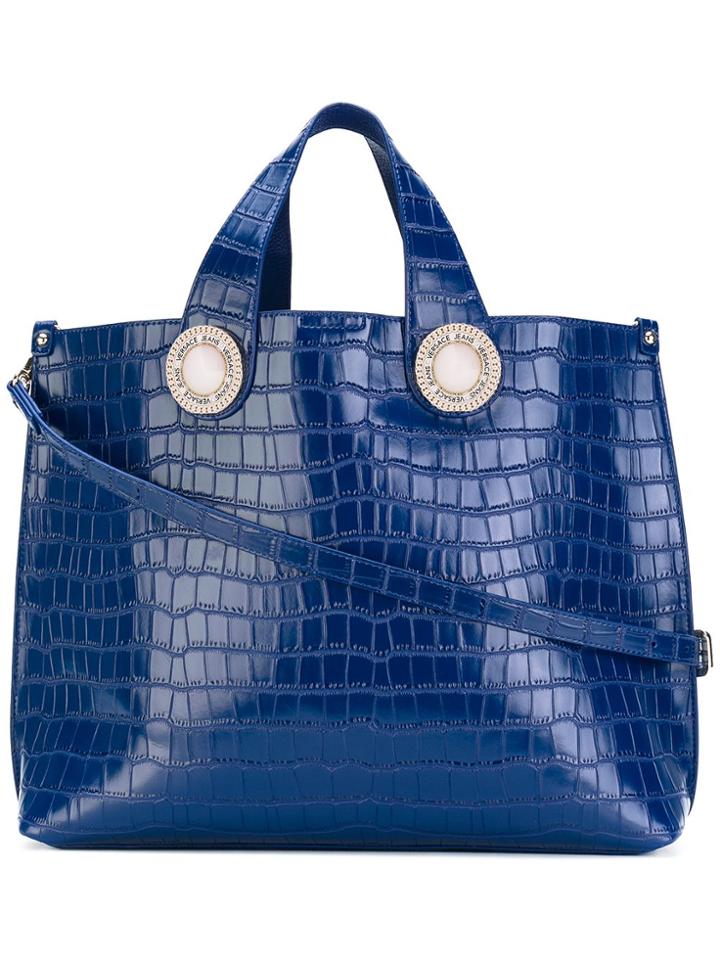 Versace Jeans Croc-effect Tote Bag - Blue