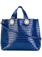 Versace Jeans Croc-effect Tote Bag - Blue