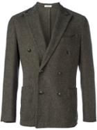 Boglioli Double Breasted Blazer, Men's, Size: 52, Grey, Cotton/spandex/elastane/cupro