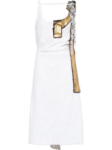 Miu Miu Sequined Midi Dress - White