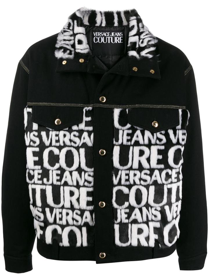Versace Jeans Couture Faux Fur-panelled Denim Jacket - Black