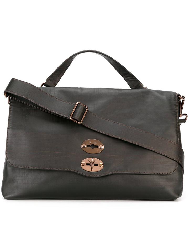 Zanellato Foldover Top Shoulder Bag, Brown, Leather