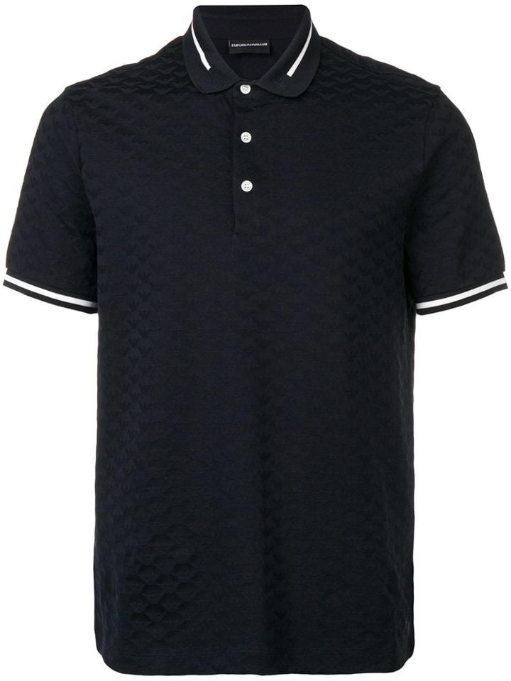 Emporio Armani Textured Logo Polo Shirt - Blue