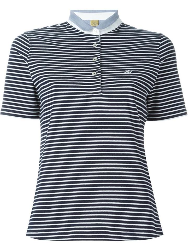 Fay Striped Polo Shirt, Women's, Size: Xs, Blue, Cotton/spandex/elastane