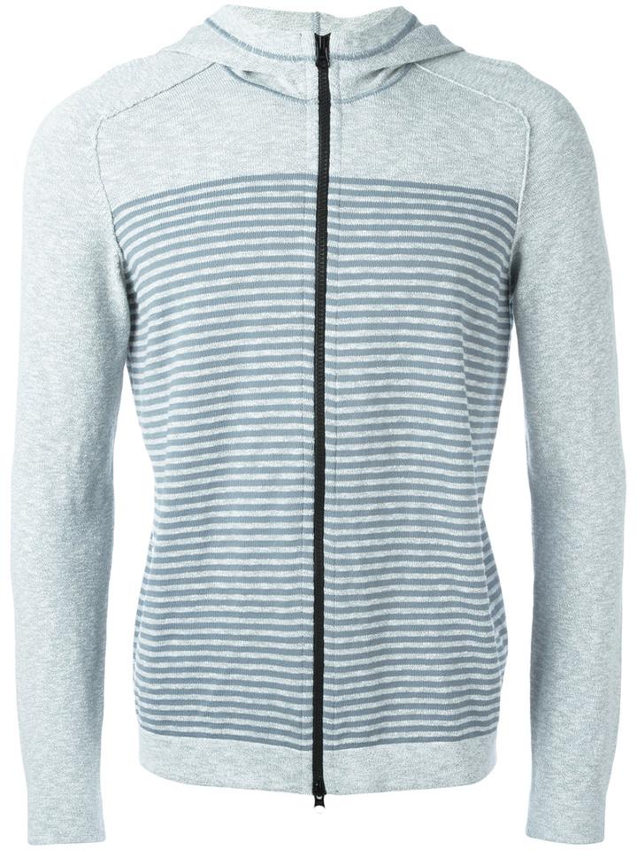 Stone Island Striped Logo Zip Hoodie, Men's, Size: Small, Grey, Cotton/polyamide