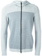 Stone Island Striped Logo Zip Hoodie, Men's, Size: Small, Grey, Cotton/polyamide