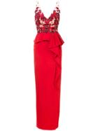 Marchesa Notte Embroidered Sequined Column Gown