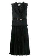 Edward Achour Paris Tweed Panel Midi Dress - Black