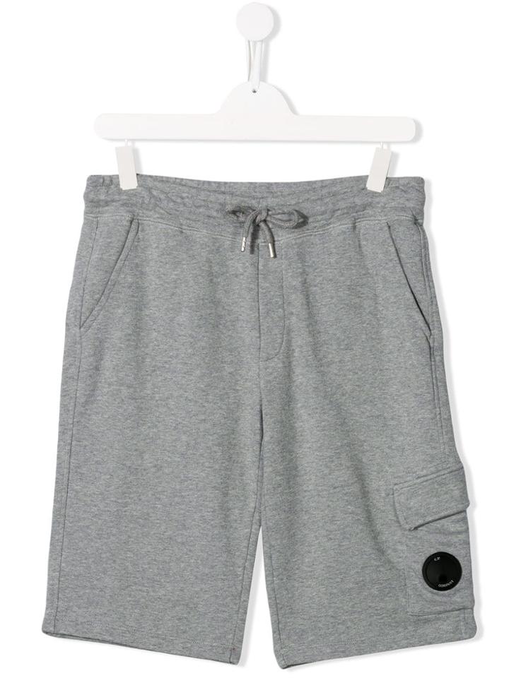 Cp Company Kids Button Detail Track Shorts - Grey