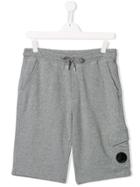 Cp Company Kids Button Detail Track Shorts - Grey