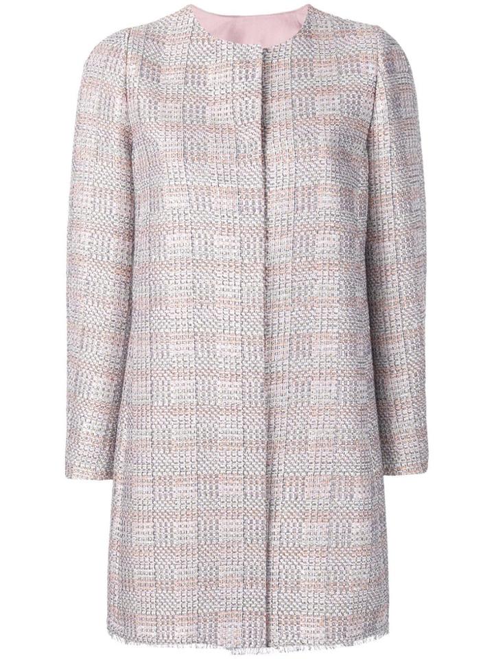 Emporio Armani Long Tweed Coat - Pink
