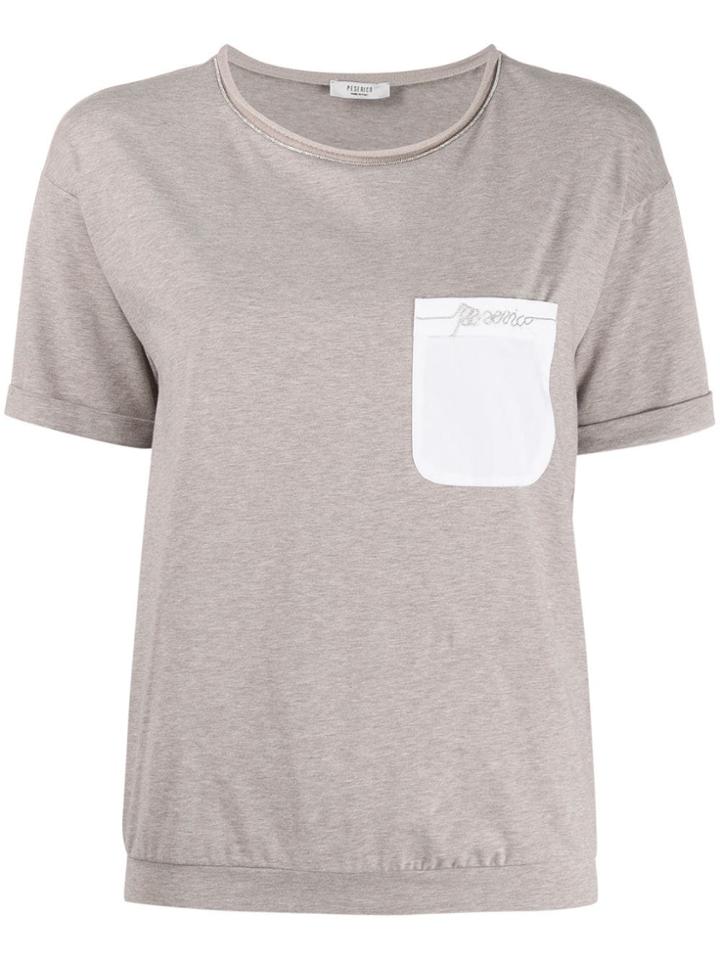 Peserico Chain Trim Chest Pocket T-shirt - Neutrals
