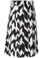 Salvatore Ferragamo Geometric Pleated Skirt, Women's, Size: 42, Black, Silk/shell/acetate