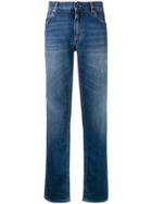 Dolce & Gabbana Logo Embroidered Straight Leg Jeans - Blue