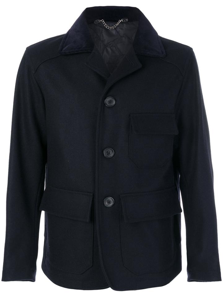 Doppiaa Single Breasted Short Coat - Blue