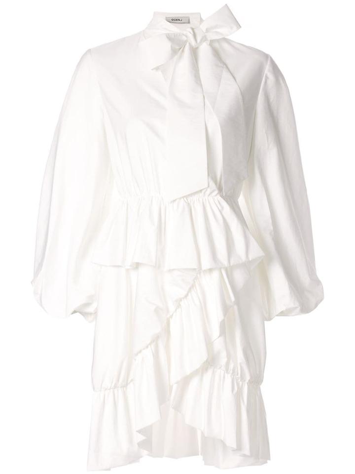 Goen.j Alex Gathered-ruffle Wrap Dress - White
