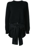 Miharayasuhiro Layered Tied Detail Sweatshirt, Women's, Size: 36, Black, Cotton