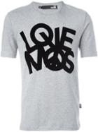 Love Moschino Love Print T-shirt, Men's, Size: Small, Grey, Cotton/spandex/elastane