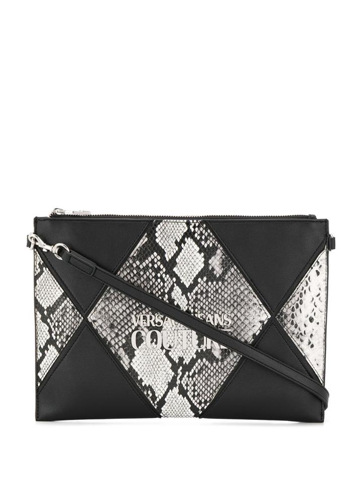 Versace Jeans Couture Patchwork Snake-effect Clutch - Black