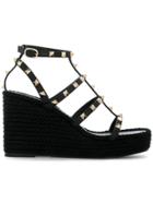 Valentino Studded Wedge Sandals - Black