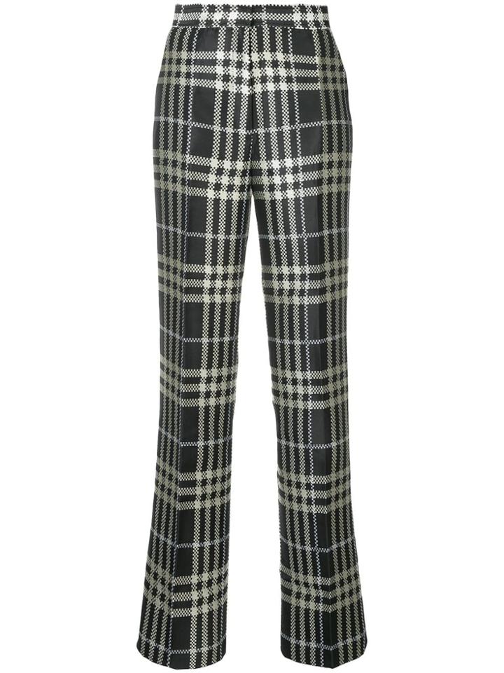 Self-portrait Plaid Straight Leg Trousers - Black