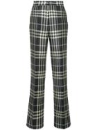 Self-portrait Plaid Straight Leg Trousers - Black