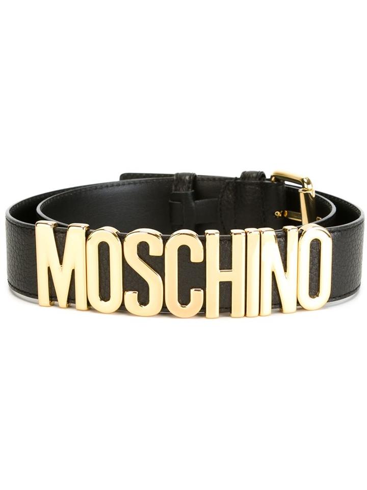 Moschino Logo Plaque Belt, Men's, Size: Xl, Black, Vinyl