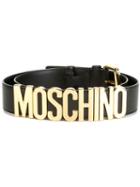 Moschino Logo Plaque Belt, Men's, Size: Xl, Black, Vinyl