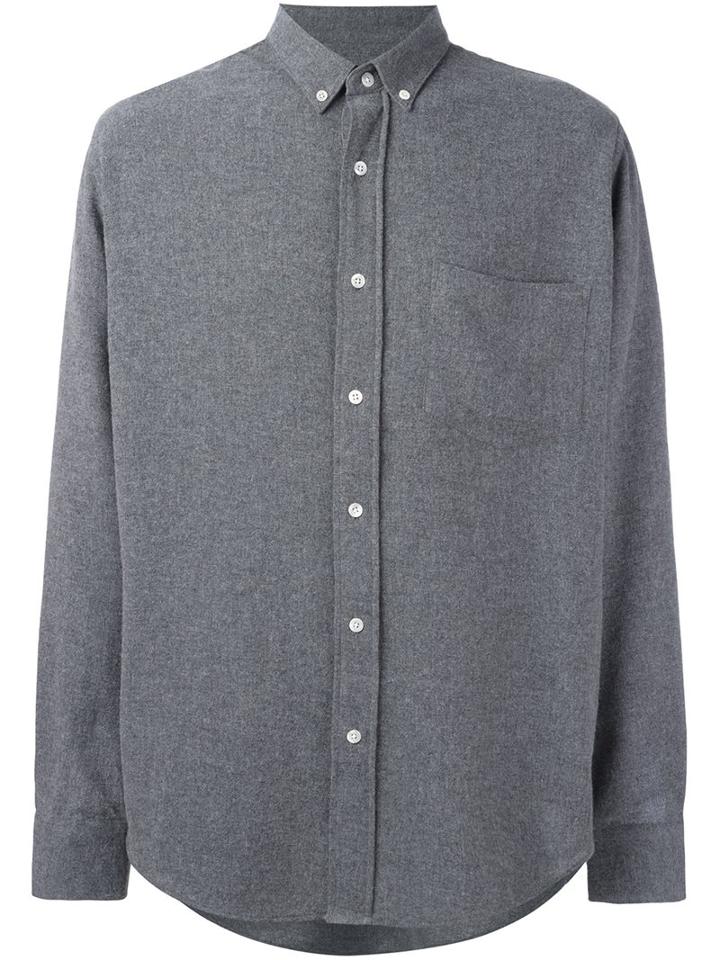 Ami Alexandre Mattiussi Button Down Shirt, Men's, Size: 40, Grey, Viscose/wool