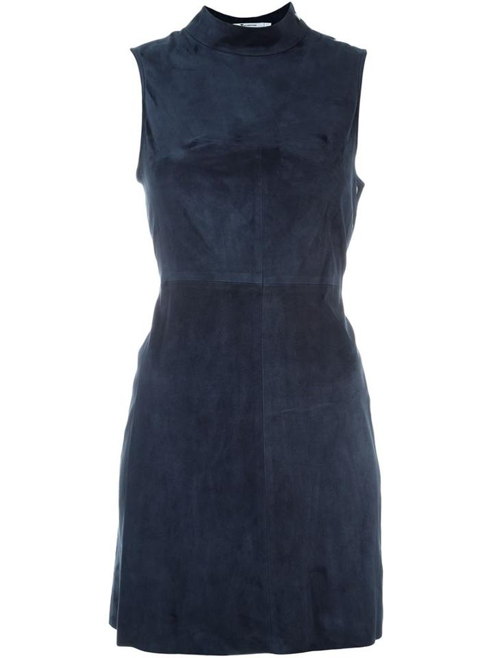 T By Alexander Wang Fitted Suede Dress, Women's, Size: 6, Blue, Lamb Skin/cotton/spandex/elastane