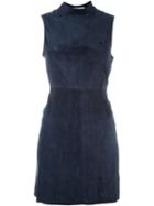 T By Alexander Wang Fitted Suede Dress, Women's, Size: 6, Blue, Lamb Skin/cotton/spandex/elastane