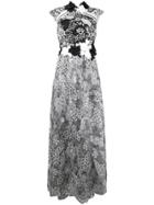 Talbot Runhof Floral Embroidered Tulle Dress - White
