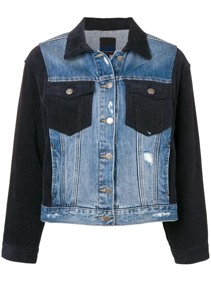 Sjyp Hybrid Corduroy Denim Jacket - Blue
