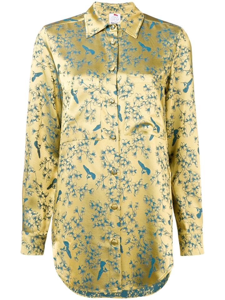 Ultràchic Bird Print Sheen Shirt - Yellow & Orange