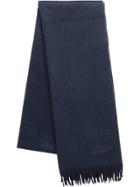 Prada Fringed Logo Scarf - Blue