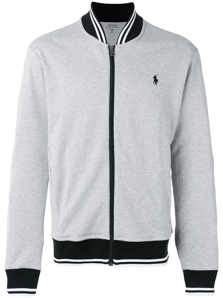 Polo Ralph Lauren Logo Zip Cardigan, Men's, Size: Large, Grey, Cotton