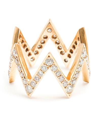 Jagga Yellow Gold And Diamond Zigzag Ring