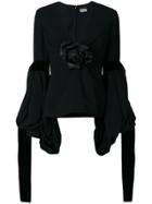 Saint Laurent Shirt With Flower And Velvet Ties - Black