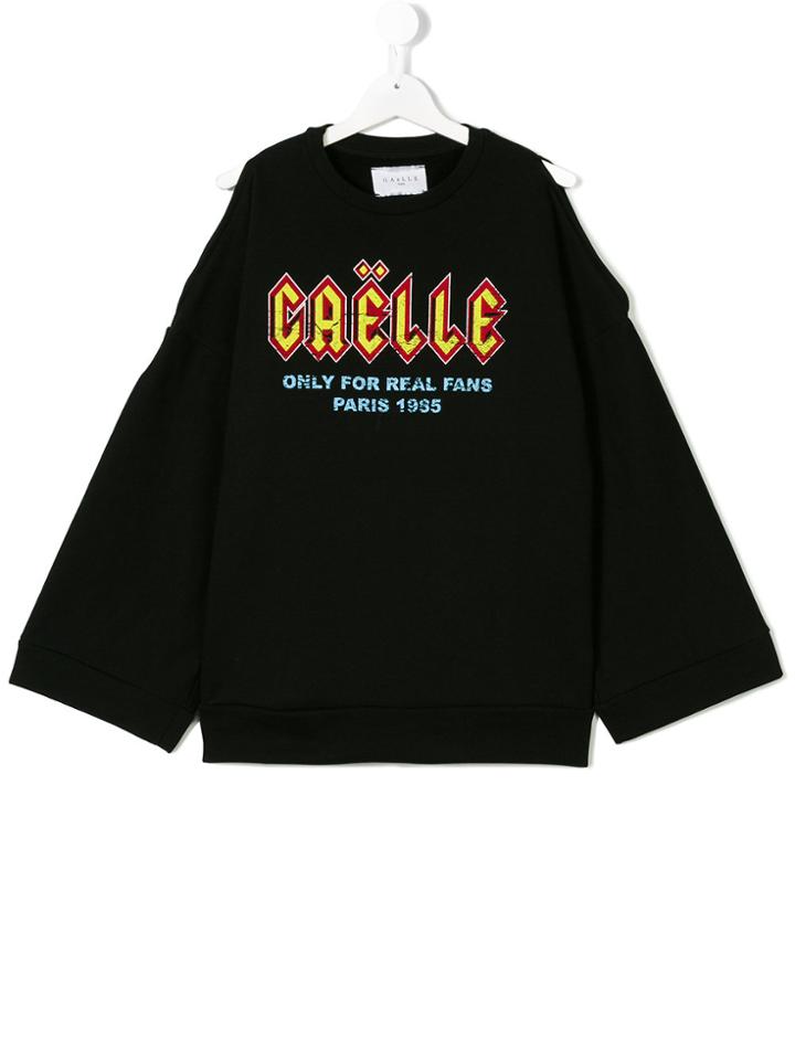 Gaelle Paris Kids Logo Print Oversized Sweatshirt - Black