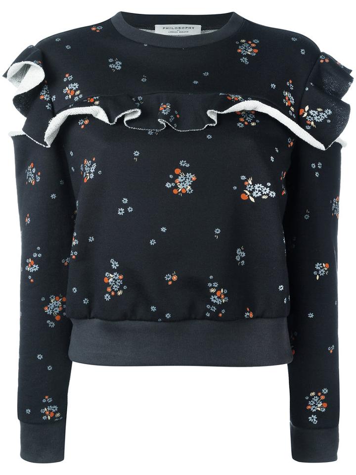 Philosophy Di Lorenzo Serafini Cut-out Detail Ruffled Sweatshirt, Women's, Size: Small, Black, Cotton