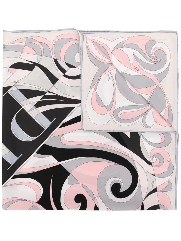 Emilio Pucci Fortuna Print Silk-twill Square Scarf - Grey