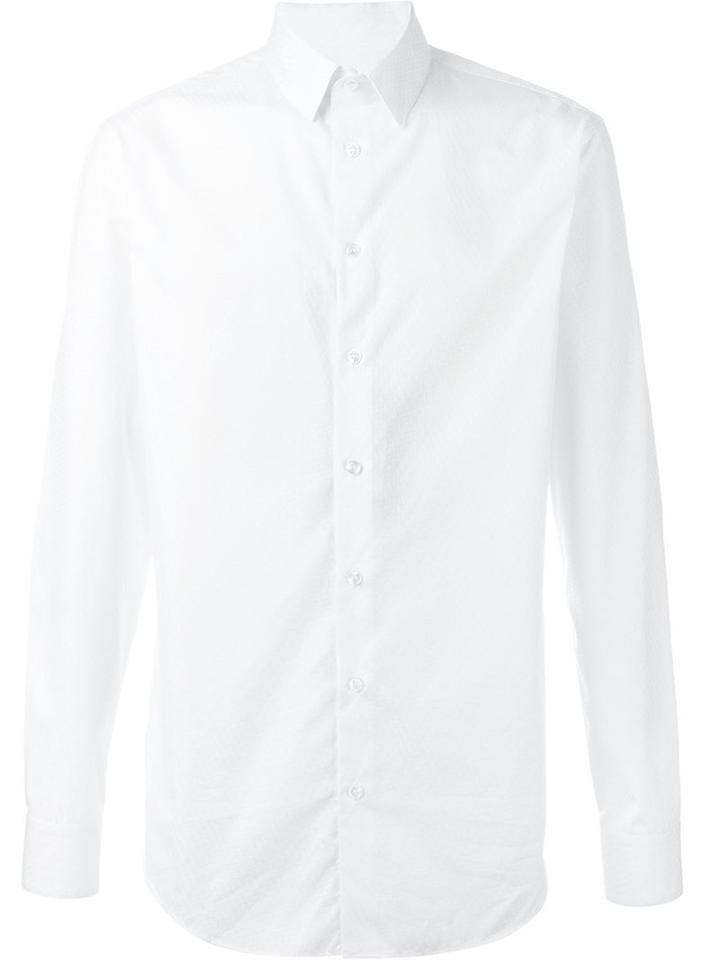 Giorgio Armani Textured Shirt, Men's, Size: 39, White, Cotton