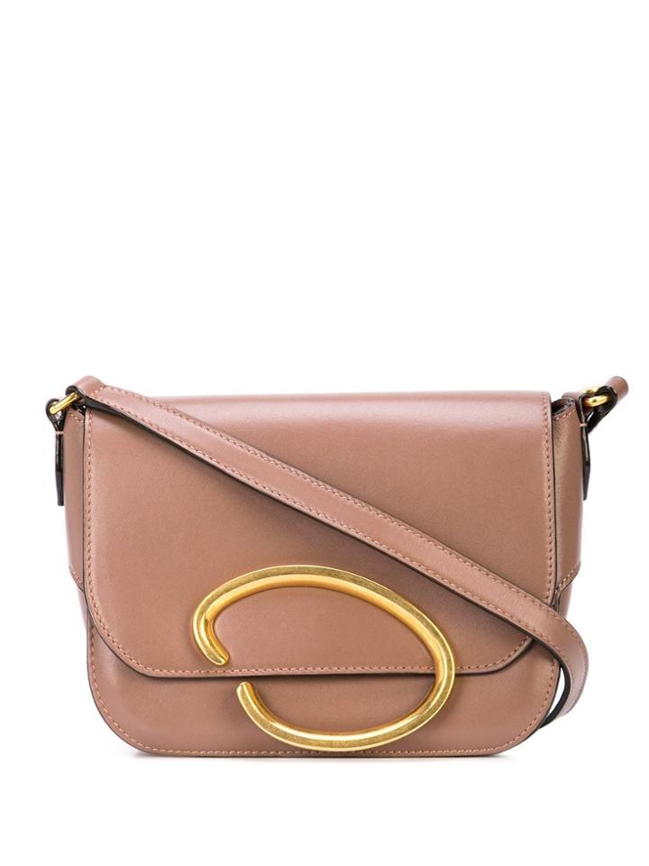 Oscar De La Renta Flap Shoulder Bag - Brown