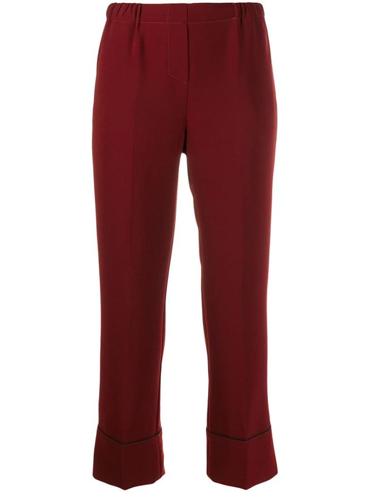 Blanca Cropped Straight-leg Trousers - Red