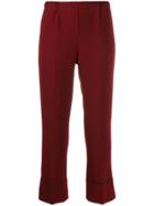 Blanca Cropped Straight-leg Trousers - Red